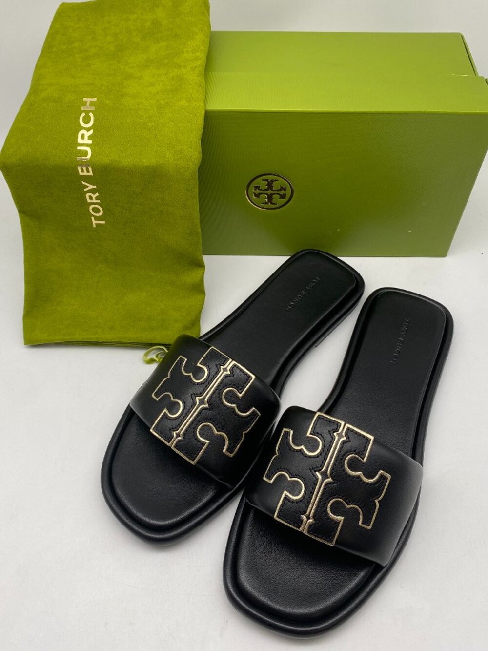 TORY BURCH DOUBLE T SPORT SLIDE  # 79985 PERFECT BLACK US WOMEN VARIOUS SIZE